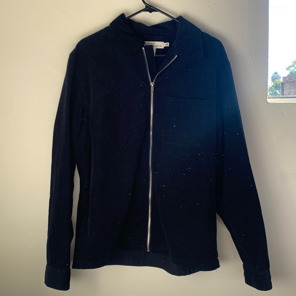 Navy Blue H&M Collard Corduroy Zip Up